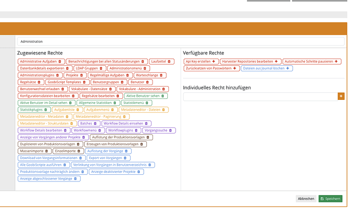 Laut screenshot der Installationsanleitung müssten hier bei aktivem Plugin (ist aktiviert in der richtigen Version) die einzelnen Archivmanagementrechte zur Auswahl stehen.